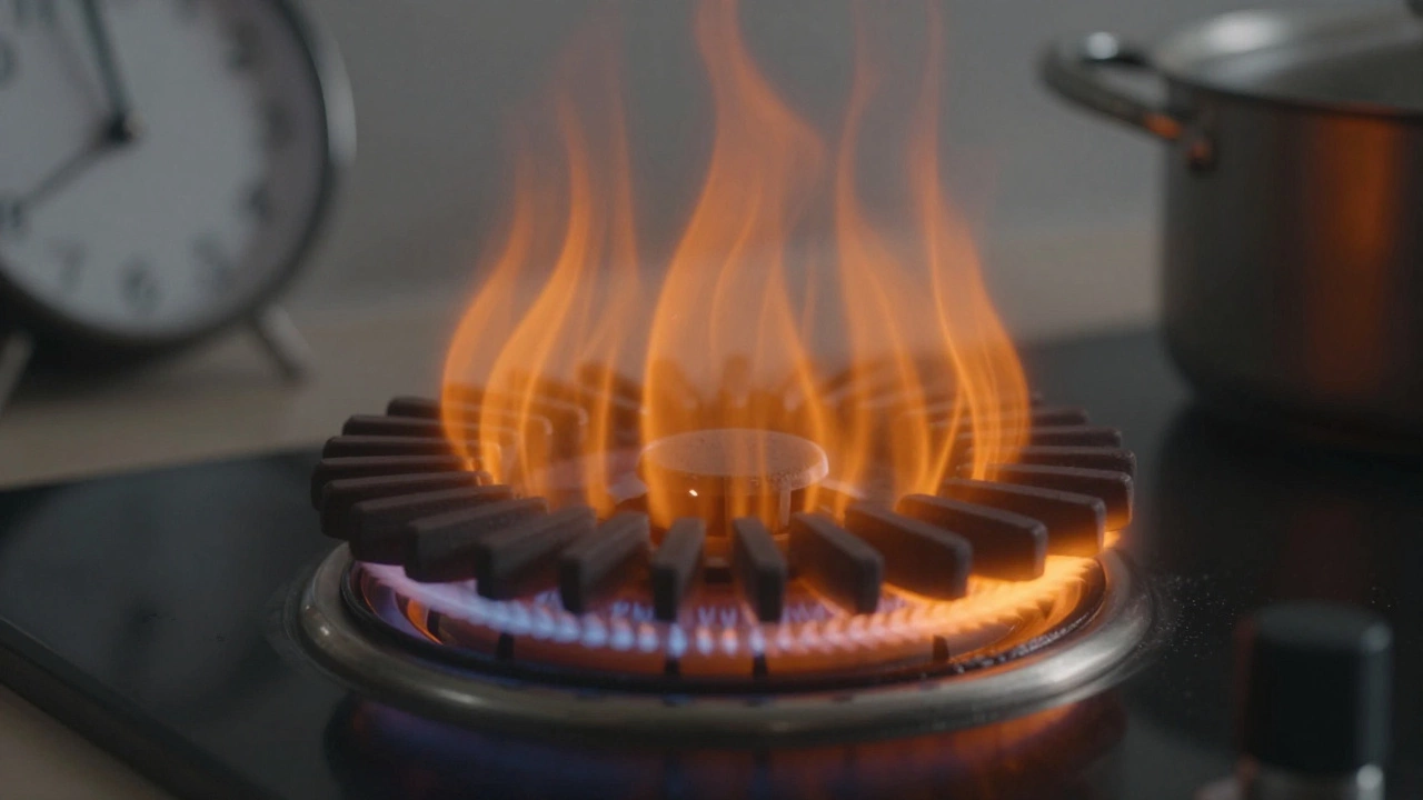 Electric stove element glowing unevenly, one side dark, symbolizing failing performance.
