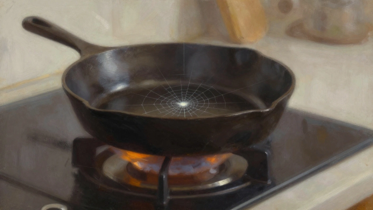 Sliding cast iron skillet creating spiderweb crack on glass hob