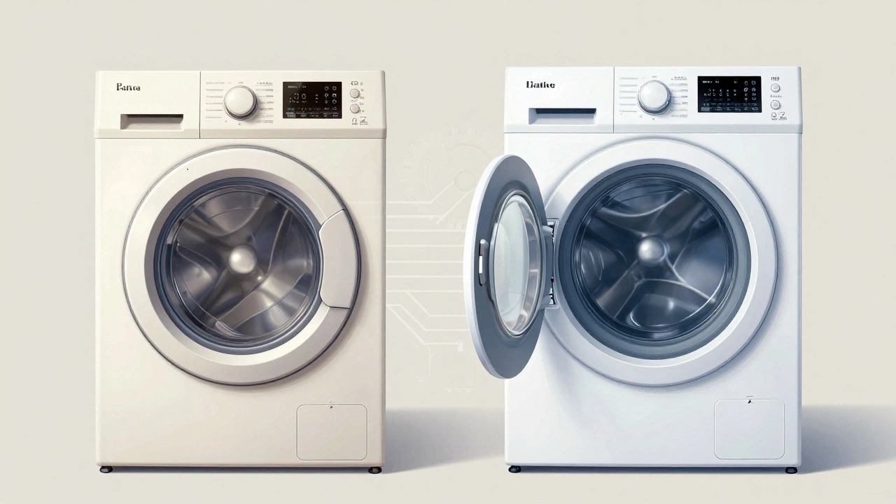 Comparison of old top-load and new front-load washing machine designs.