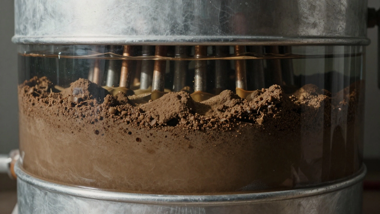 Sediment buildup inside water heater tank