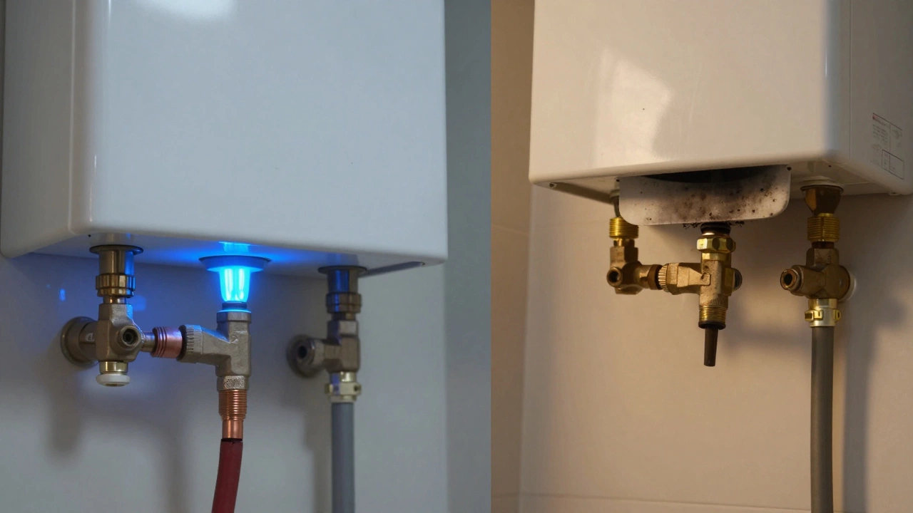 Comparison of functioning vs failed gas water heater ignition systems
