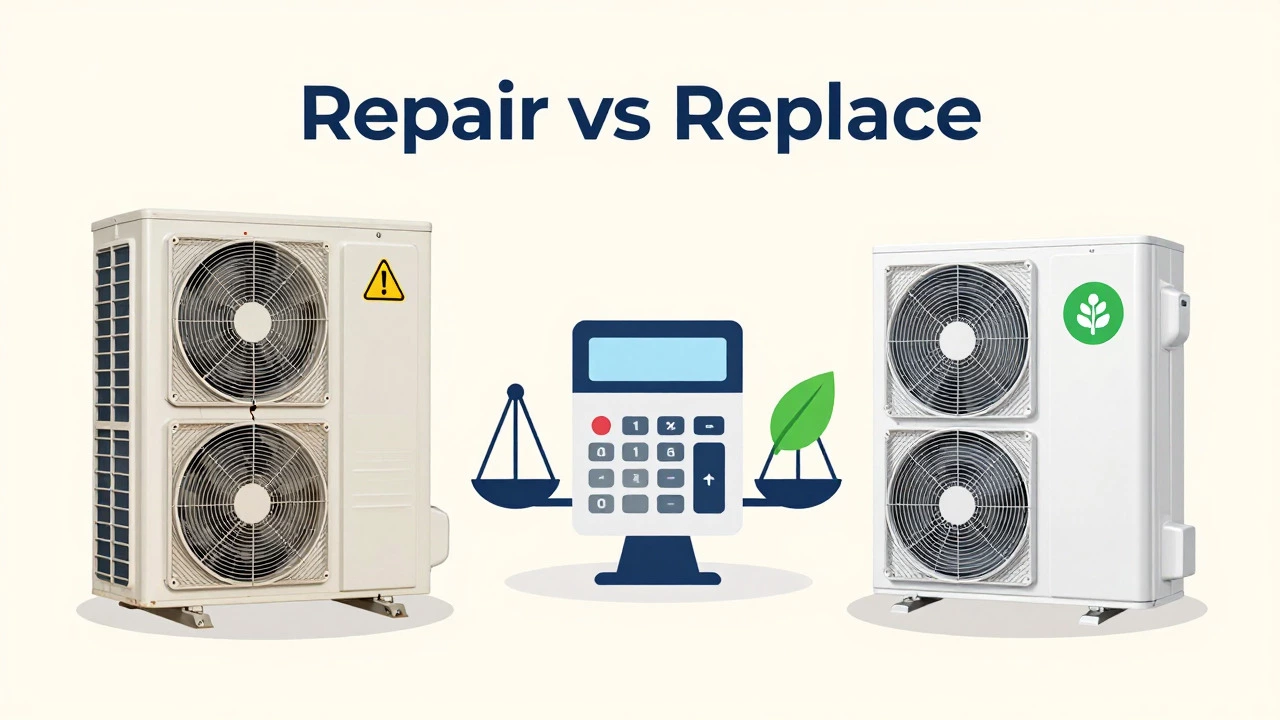 Comparison graphic of old vs new heat pump units