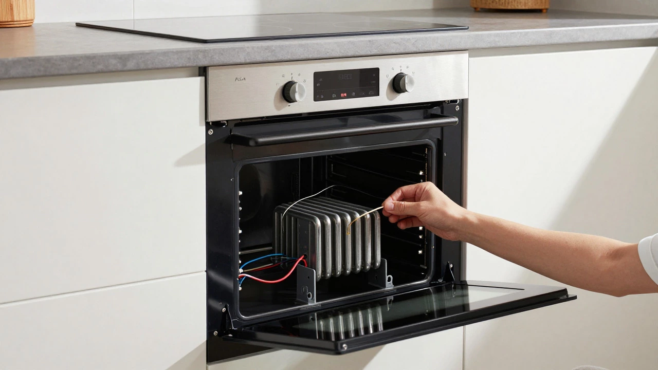 Hand connecting wires to a newly installed oven heating element